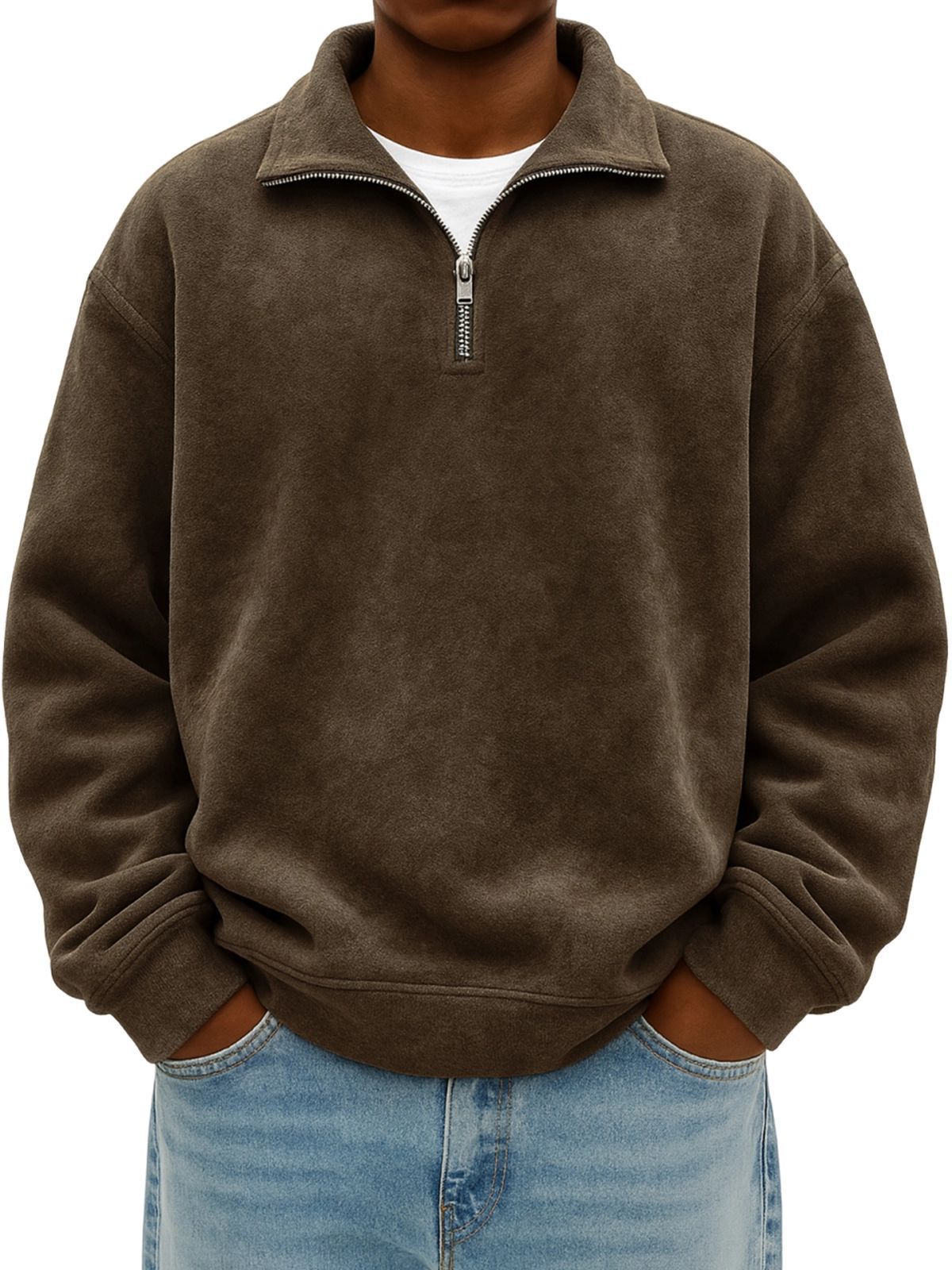 oversized mens half-zip hoodie